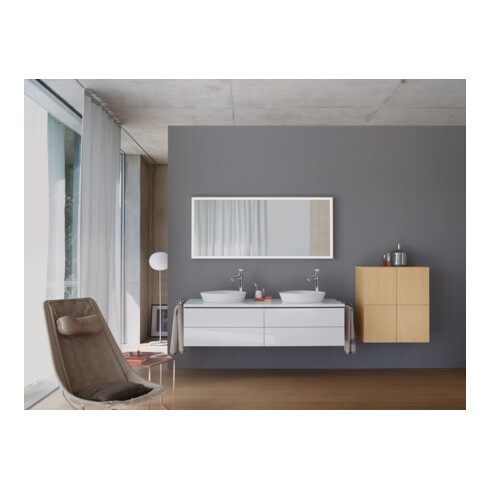 Duravit Console L-Cube 80-200x55cm, 2 étagères, ép. 3cm, blanc brillant