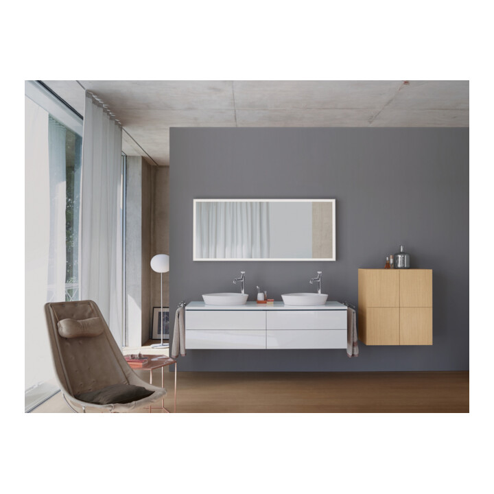 Duravit Console L-Cube 80-200x55cm, 2 étagères, ép. 3cm, blanc brillant