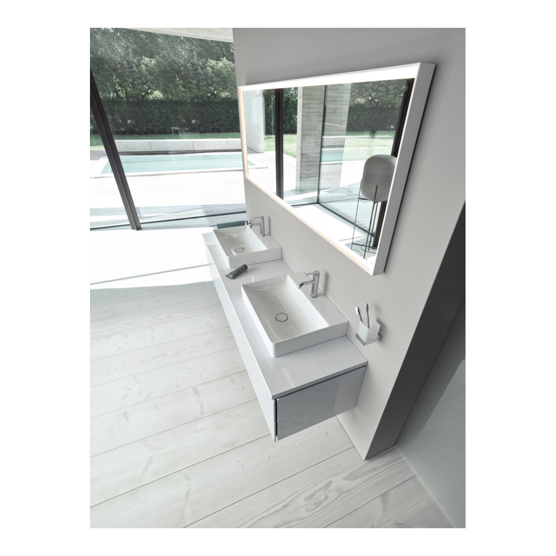 Duravit Console L-Cube 80-200x55cm, 2 étagères, ép. 3cm, blanc brillant