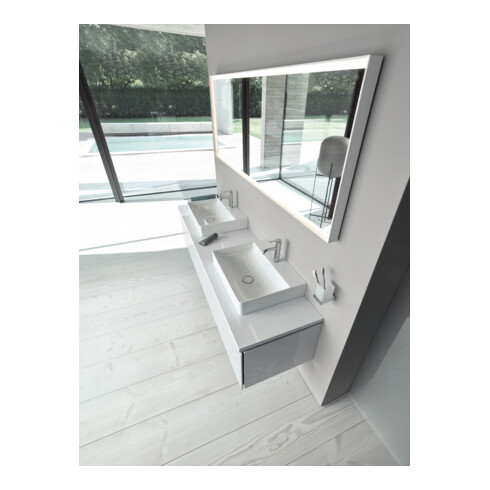 Duravit Console L-Cube 80-200x55cm, 2 étagères, ép. 3cm, blanc brillant