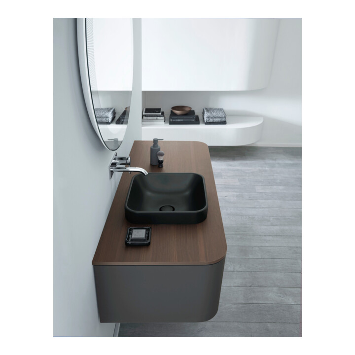Duravit Console lavabo Happy D.2 Plus 130x55 cm, 1 trou mitigeur, siphon gauche, noyer huilé