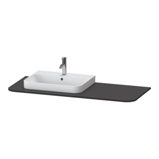 Duravit Console lavabo Happy D.2 Plus 130x55 cm, 1 trou, robinetterie à gauche, graphite mat