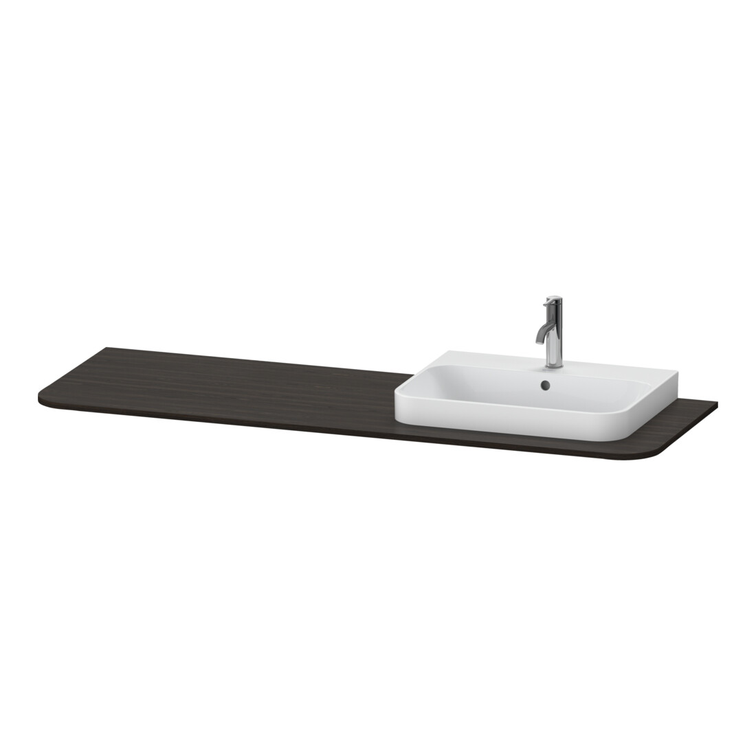 Duravit Console lavabo Happy D.2 Plus 160x55 cm, 1 trou, robinetterie droite, noyer huilé