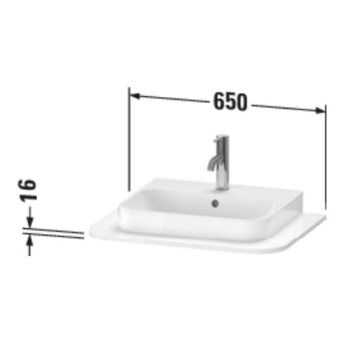 Duravit Console lavabo Happy D.2 Plus 65x48 cm, 1 découpe, graphite super mat