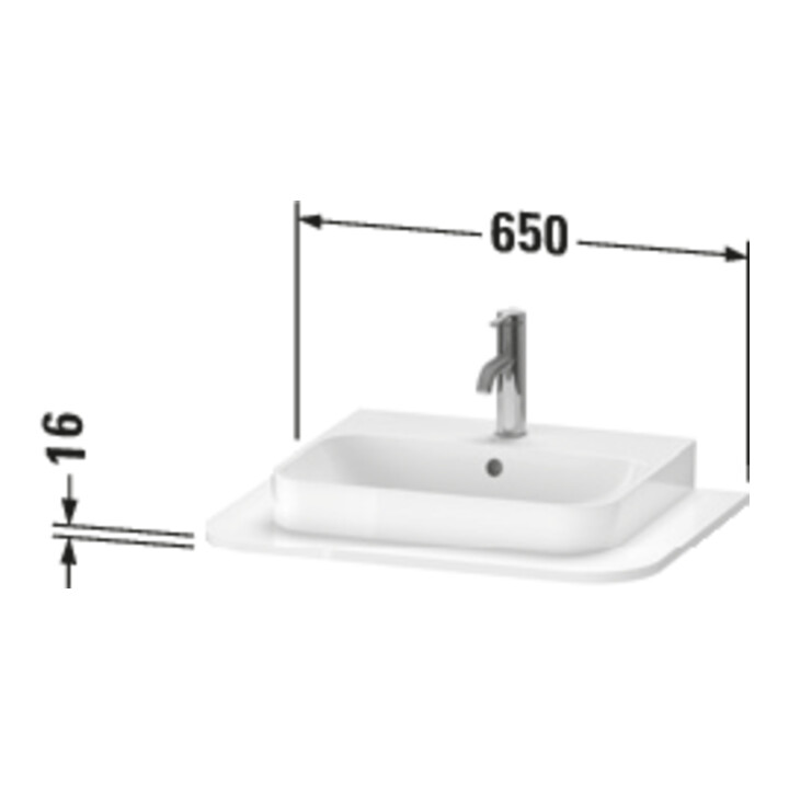 Duravit Console lavabo Happy D.2 Plus 65x48 cm, 1 découpe, graphite super mat