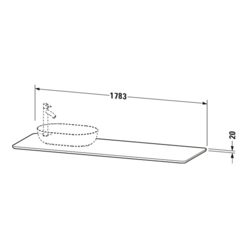 Duravit Console lavabo Luv 178,3x59,5x2 cm, quartz, 1 AS, L, gris St