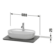 Duravit Console lavabo Luv 68,8x47,5x2,5 cm, bois, avec 1 trou, noyer-4