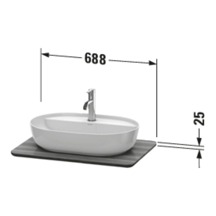 Duravit Console lavabo Luv 68,8x47,5x2,5 cm, bois, avec 1 trou, noyer