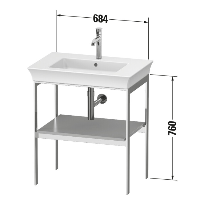 Duravit Console lavabo White Tulip 68,4x45 cm, E Nat mass., Mét., sur pied