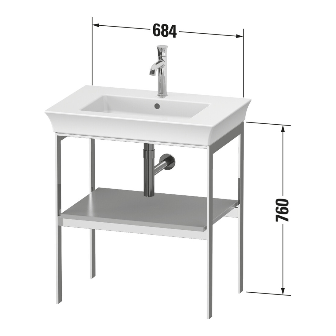Duravit Console lavabo White Tulip 68,4x45 cm, E Nat mass., Mét., sur pied