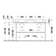 Duravit Console métal DuraSquare 126,5x45 cm, sur pied, chrome-2