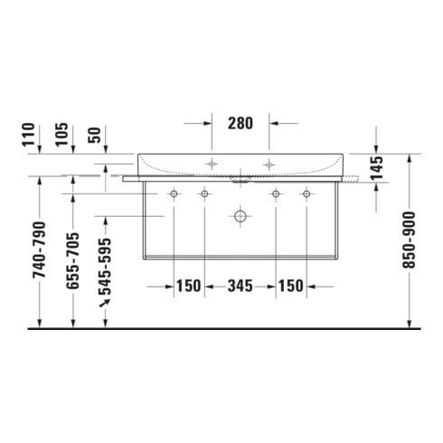 Duravit Console métallique DuraSquare 106,5x45 cm, murale, noir mat