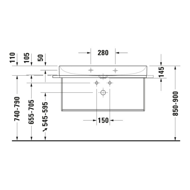 Duravit Console métallique DuraSquare 106,5x45 cm, murale, noir mat