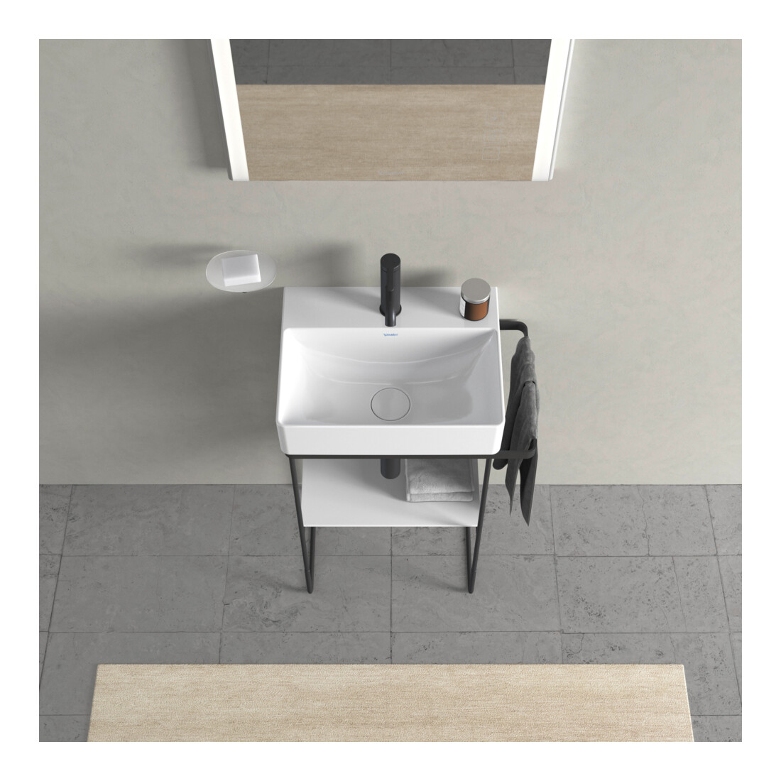 Duravit Console métallique DuraSquare 51,6x33 cm, sur pied, noir mat