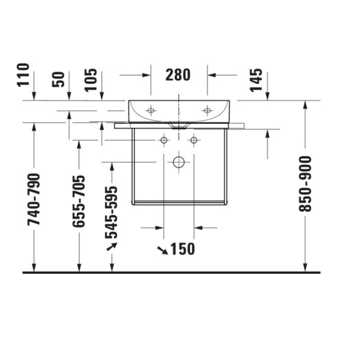 Duravit Console métallique DuraSquare 56,5x38 cm, murale, chrome