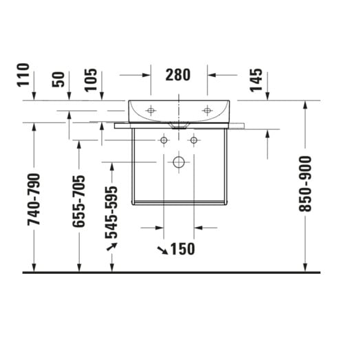 Duravit Console métallique DuraSquare 56,5x38 cm, murale, noir mat