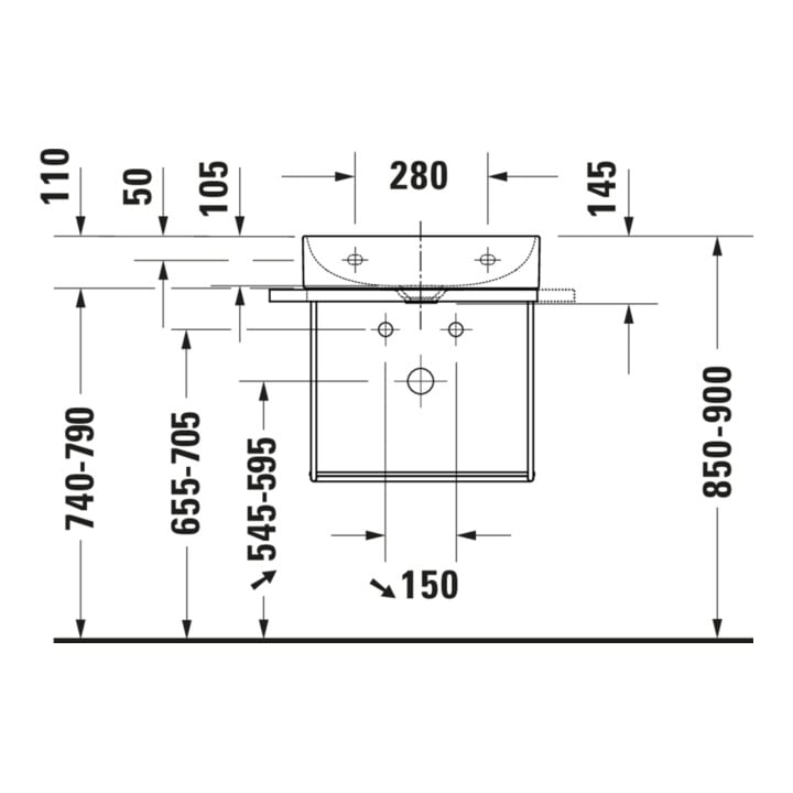 Duravit Console métallique DuraSquare 56,5x38 cm, murale, noir mat