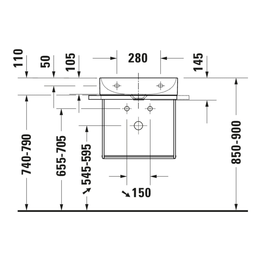 Duravit Console métallique DuraSquare 56,5x38 cm, murale, noir mat
