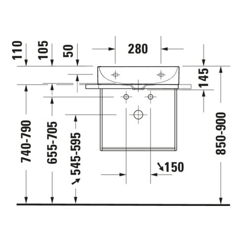 Duravit Console métallique DuraSquare 56,5x45cm, suspendue, noir mat