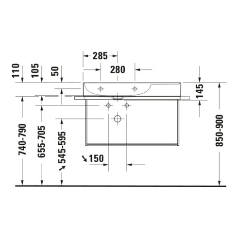 Duravit Console métallique DuraSquare 86,5x45 cm, murale, noir mat