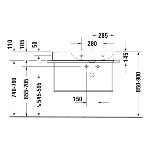 Duravit Console métallique DuraSquare 86,5x45 cm, murale, noir mat
