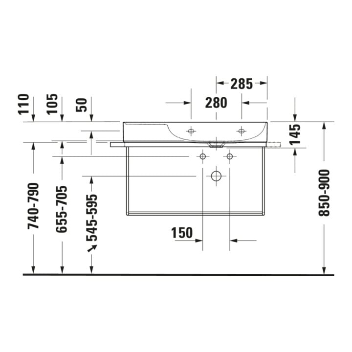 Duravit Console métallique DuraSquare 86,5x45 cm, murale, noir mat