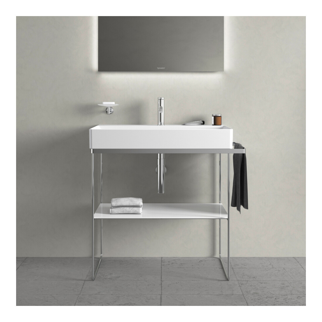 Duravit Console métallique DuraSquare 86,5x45 cm, sur pied, chrome