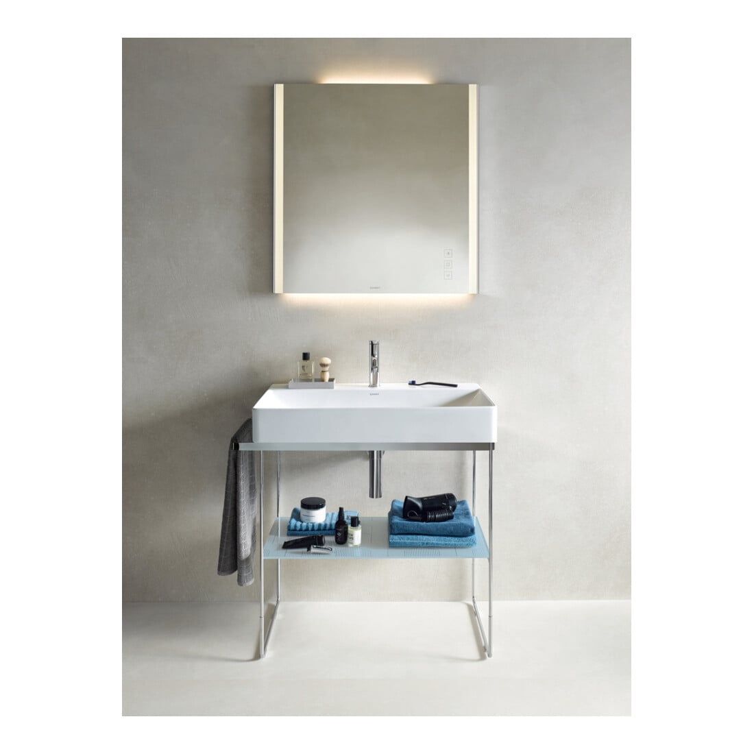 Duravit Console métallique DuraSquare 86,5x45 cm, sur pied, chrome