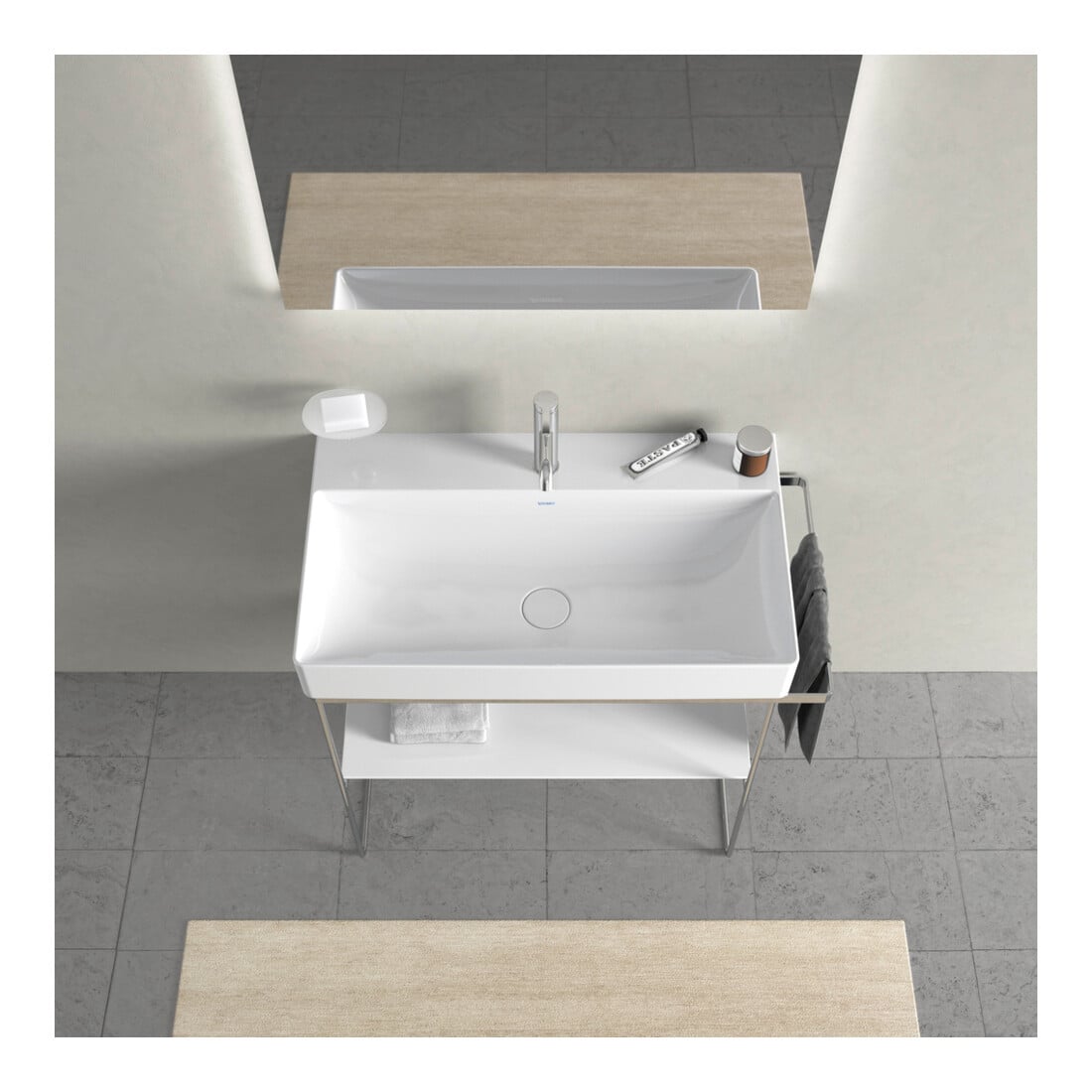 Duravit Console métallique DuraSquare 86,5x45 cm, sur pied, chrome