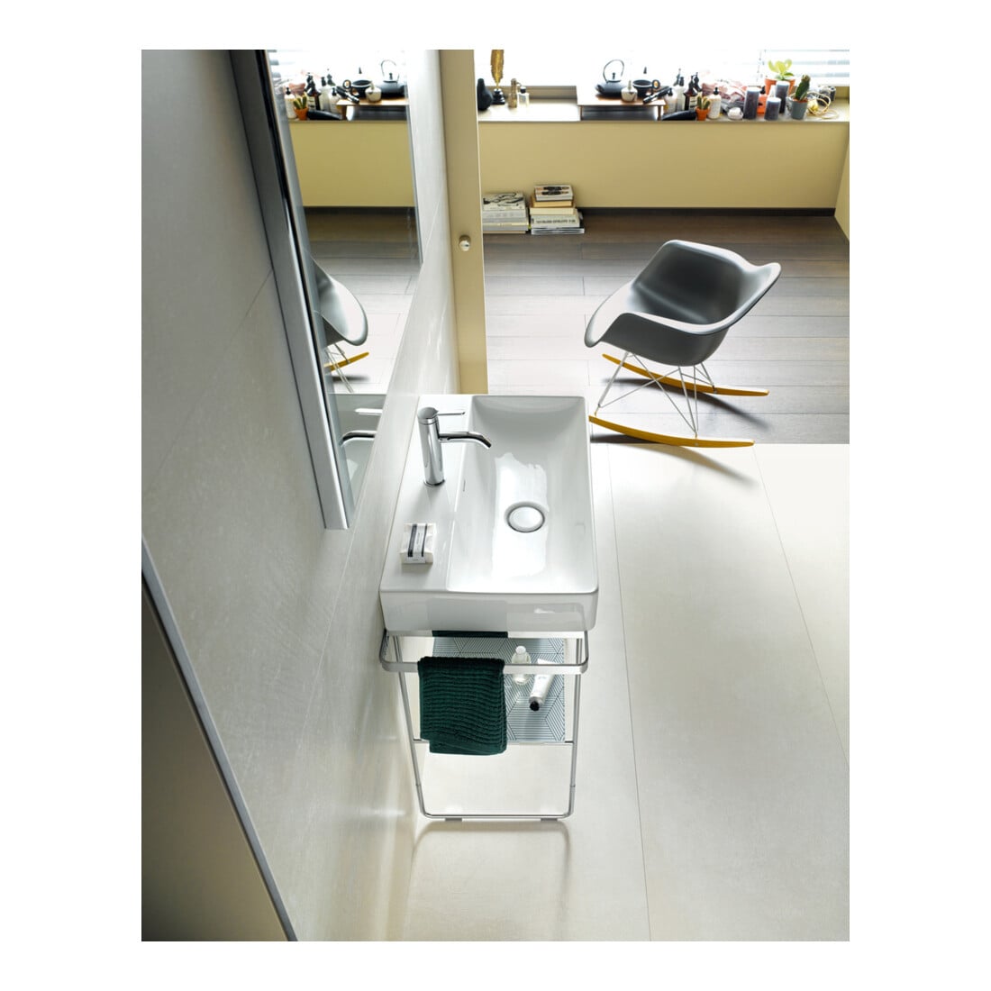 Duravit Console métallique DuraSquare 86,5x45 cm, sur pied, chrome
