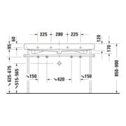 Duravit Console métallique Happy D.2 117,3x49,1cm, f 231812, renforcée +5cm, chromée-3