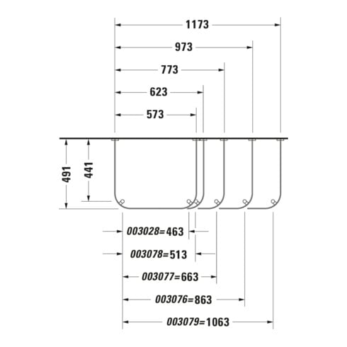 Duravit Console métallique Happy D.2 57,3x49,1 cm, f 231860, renforcée +5 cm, chromée