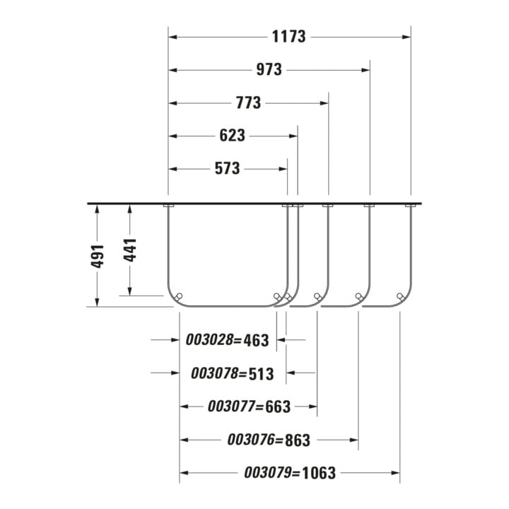 Duravit Console métallique Happy D.2 57,3x49,1 cm, f 231860, renforcée +5 cm, chromée