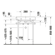 Duravit Console métallique Happy D.2 57,3x49,1 cm, f 231860, renforcée +5 cm, chromée-5