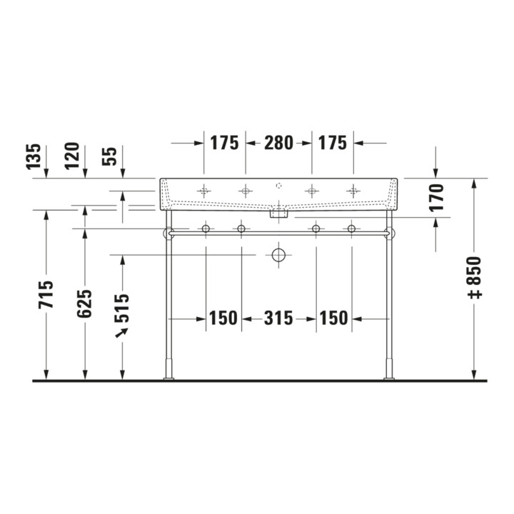 Duravit Console métallique Vero +5cm, chromé, réf. WT 045410, 235010