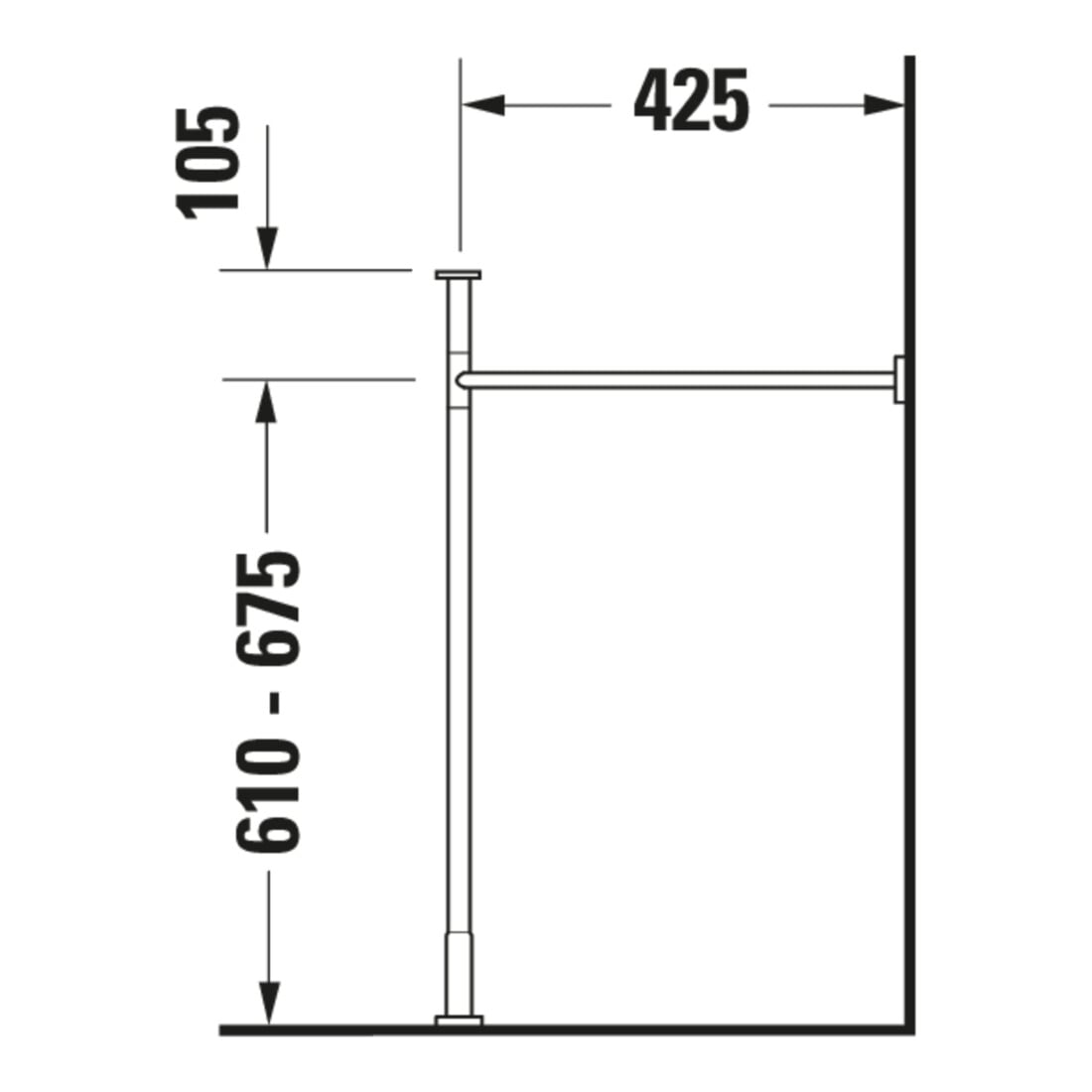 Duravit Console métallique Vero renforcée +5cm, chromé, réf. WT 045480, 235080