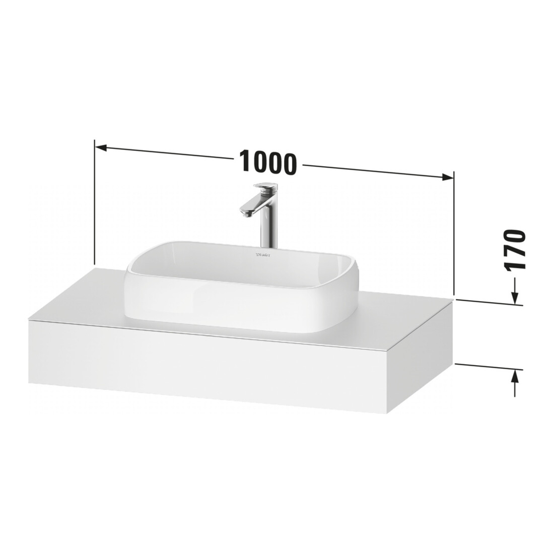 Duravit Console Qatego 100x55x17 cm, basalte mat, 1 découpe