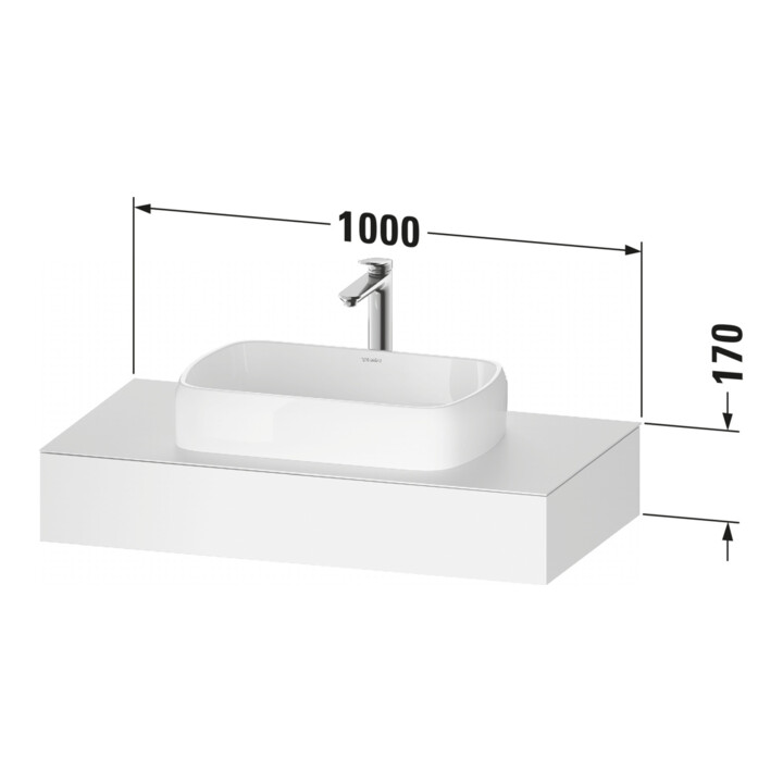 Duravit Console Qatego 100x55x17 cm, graphite mat, 1 découpe