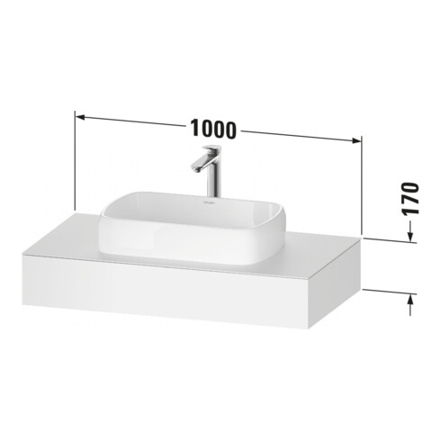 Duravit Console Qatego 100x55x17 cm, graphite mat, 1 découpe
