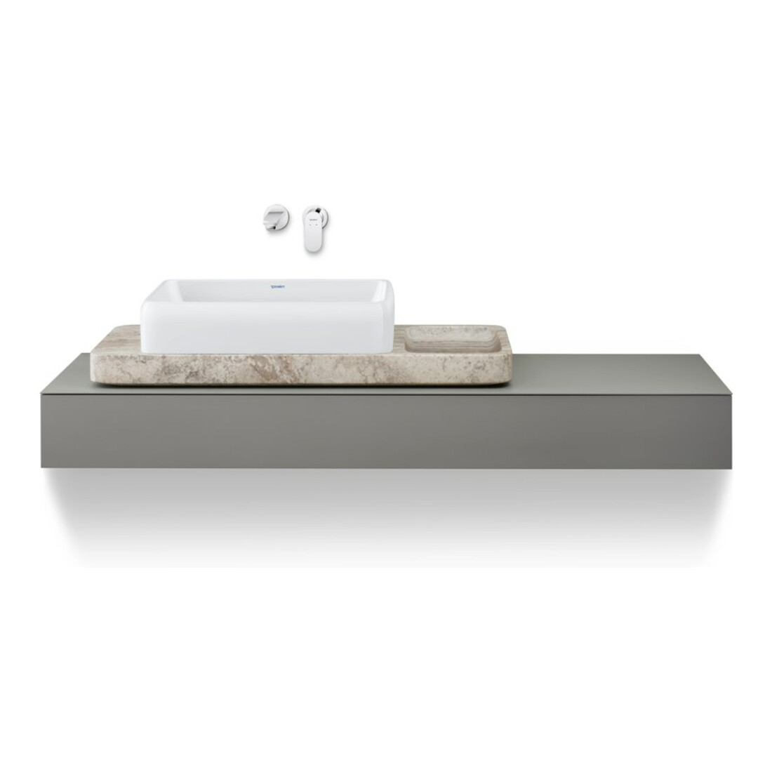 Duravit Console Qatego 120-200x48x17 cm, 1 découpe, basalt mat