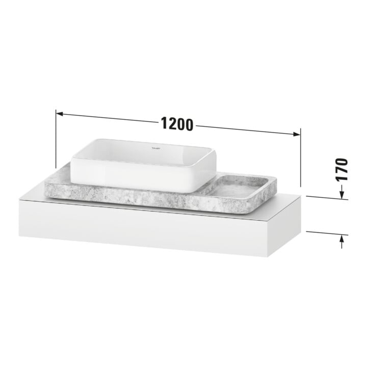 Duravit Console Qatego 120-200x48x17 cm, 1 découpe, blanc supermat