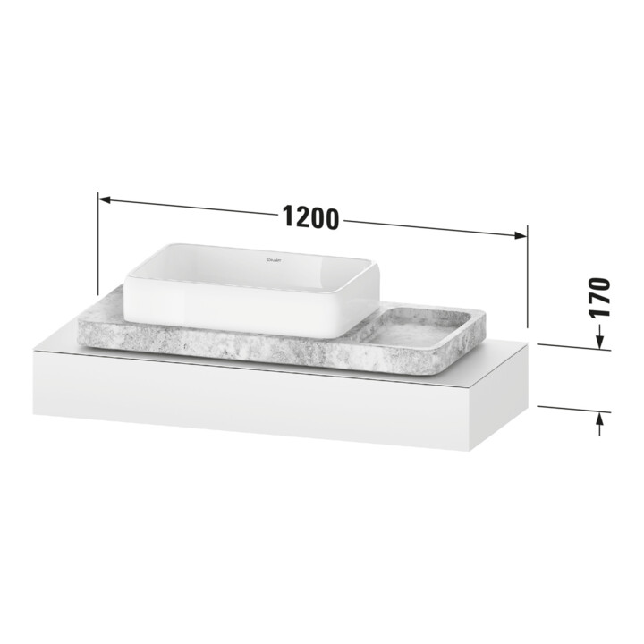 Duravit Console Qatego 120-200x48x17 cm, 1 découpe, graphite mat