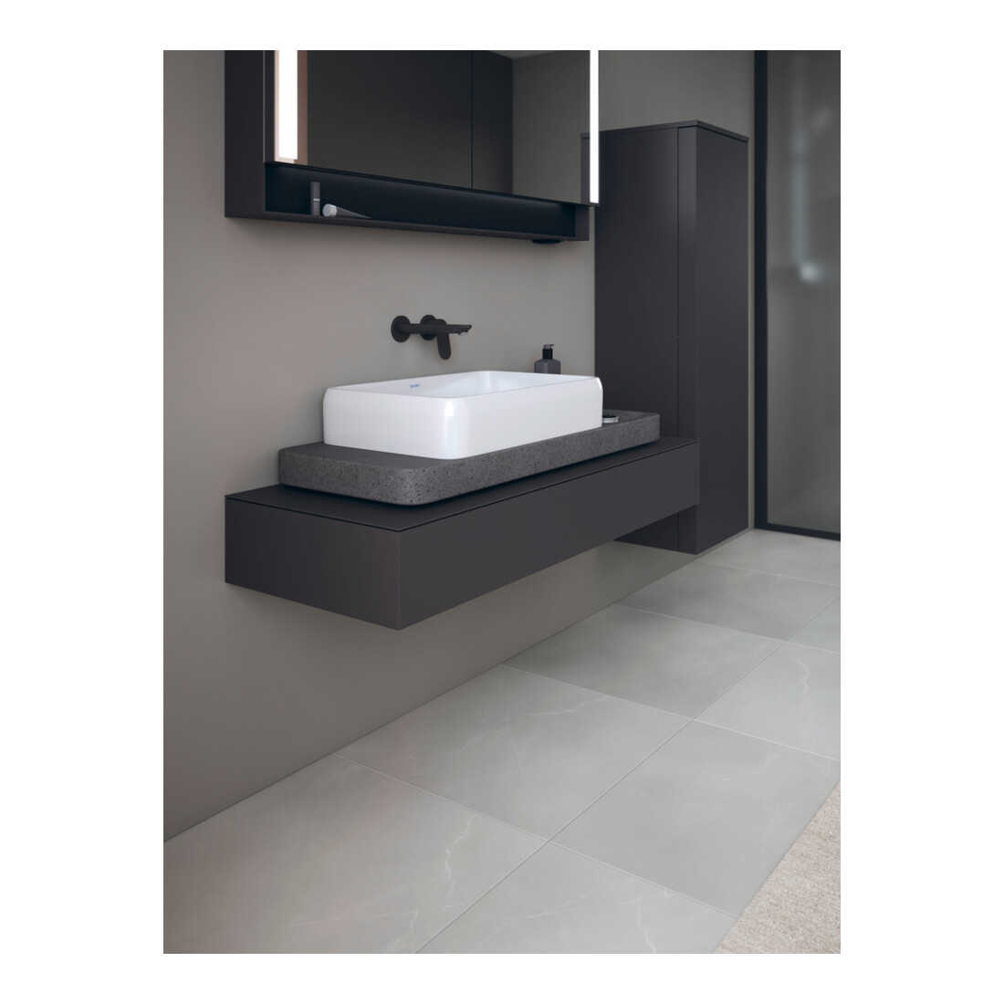 Duravit Console Qatego 120-200x48x17cm, 1 découpe, graphite mat