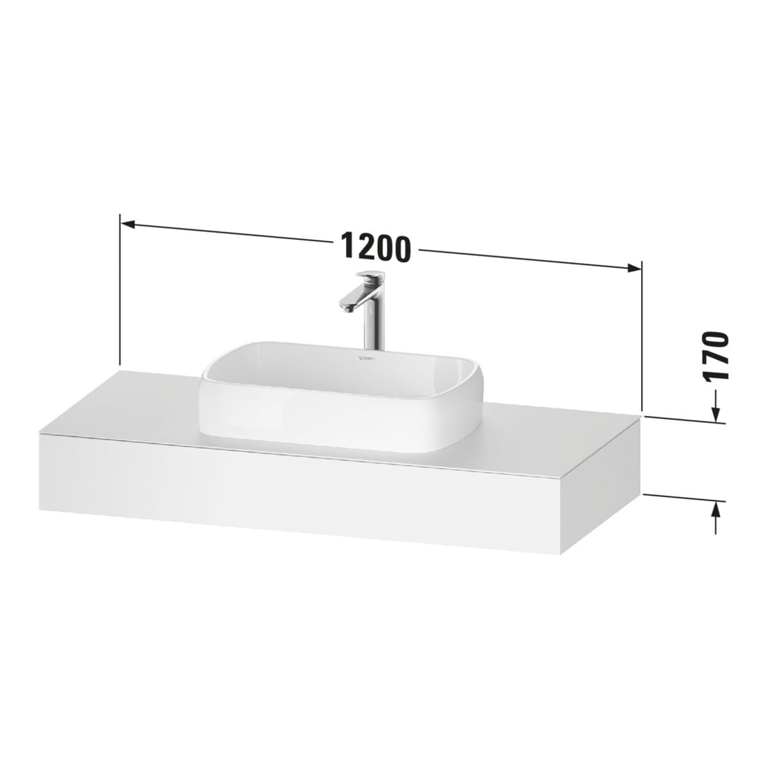 Duravit Console Qatego 120x55x17 cm, Basalte mat, 1 découpe