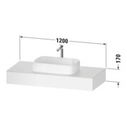Duravit Console Qatego 120x55x17 cm, graphite mat, 1 découpe-3