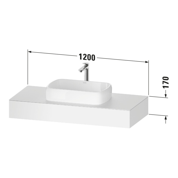 Duravit Console Qatego 120x55x17 cm, graphite mat, 1 découpe