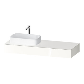 Duravit Console Qatego 140x55x17 cm, blanc brillant, 1 découpe, vasque gauche