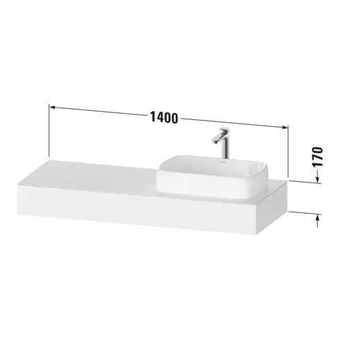Duravit Console Qatego 140x55x17 cm, blanc mat, 1 découpe, lavabo droit