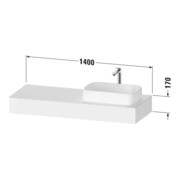 Duravit Console Qatego 140x55x17 cm, blanc mat, 1 découpe, lavabo droite-3