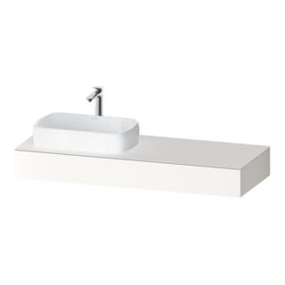 Duravit Console Qatego 140x55x17 cm, blanc mat, 1 découpe, lavabo gauche